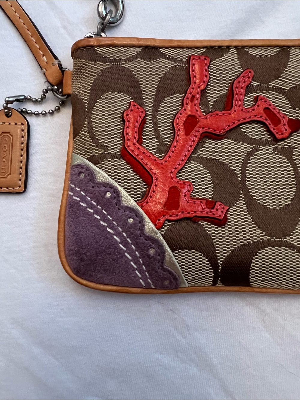 Coach Rare Limited Edition Signature Fish & Coral Appliqué Wristlet Y2K Coastal - Picture 7 of 15